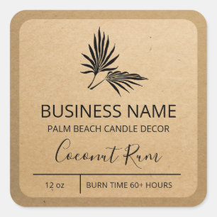 Tropical Palm Leaf Kraft Soy Candle Labels