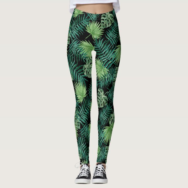 Tropical Palm Leaf Leggings (Front)