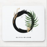 Tropical Palm Leaf Letter O Monogram Personalised Mouse Mat<br><div class="desc">Customisable letter O monogram mousepad featuring watercolor tropical palm leaf,  faux gold foil leaf and black watercolor brush accents. Personalise this tropical monogram mousepad by your name or other details. This boho letter O monogram mousepad will be perfect as a gift. Other letters are available.</div>