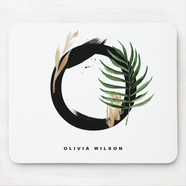 Tropical Palm Leaf Letter O Monogram Personalised Mouse Mat (Front)