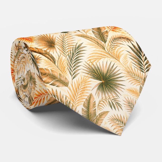 Tropical Palm Leaf Luxury Tie (Rolled)