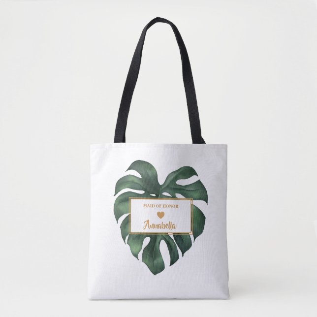 Tropical Palm Leaf Maid of honor Tote Bag (Front)