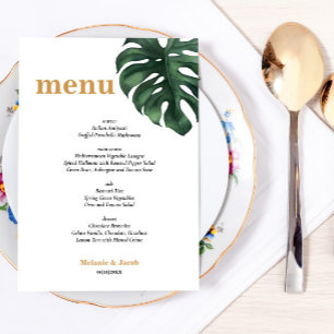 Tropical Palm Leaf Menu Card 