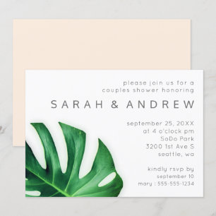 Tropical Palm Leaf Minimalist Couples Shower Invitation