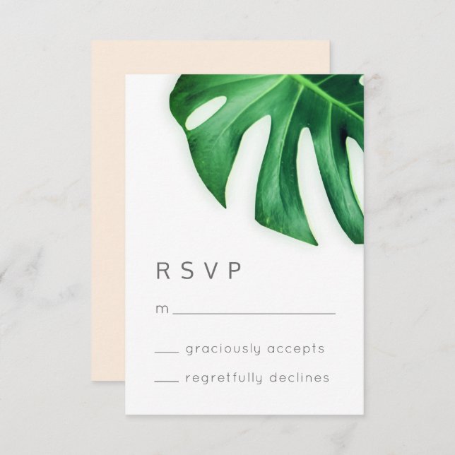 Tropical Palm Leaf Minimalist RSVP Response Card (Front/Back)