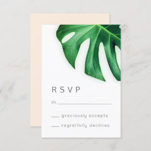 Tropical Palm Leaf Minimalist RSVP Response Card