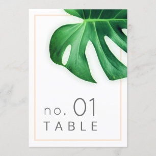 Tropical Palm Leaf Minimalist Table Number