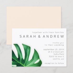 Tropical Palm Leaf Minimalist Wedding Invitation