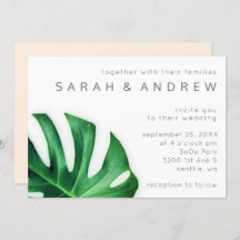 Tropical Palm Leaf Minimalist Wedding Invitation