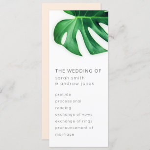 Tropical Palm Leaf Minimalist Wedding Program Invitation