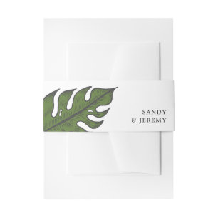 Tropical Palm Leaf Modern Wedding Invitation Belly Band