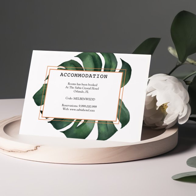 Tropical Palm Leaf Monstera Accommodation  Enclosure Card (Creator Uploaded)