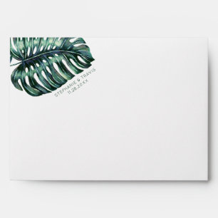 Tropical Palm Leaf Monstera Return Address Mailing Envelope