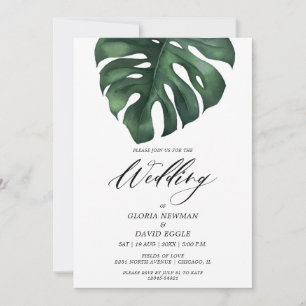 Tropical Palm Leaf Monstera Wedding Invitation