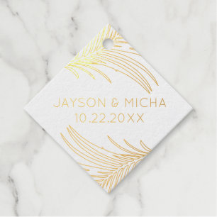 Tropical Palm Leaf Outline REAL FOIL Favour Tags
