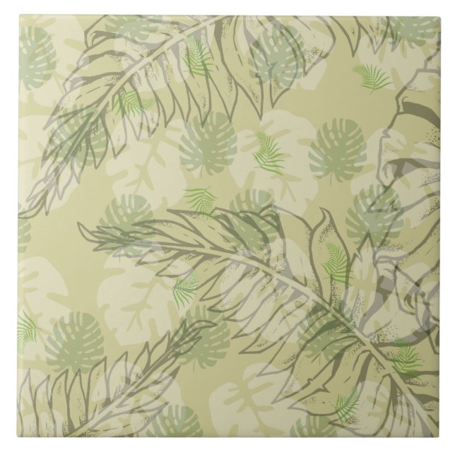 Tropical Palm Leaf Pattern Tile (Front)