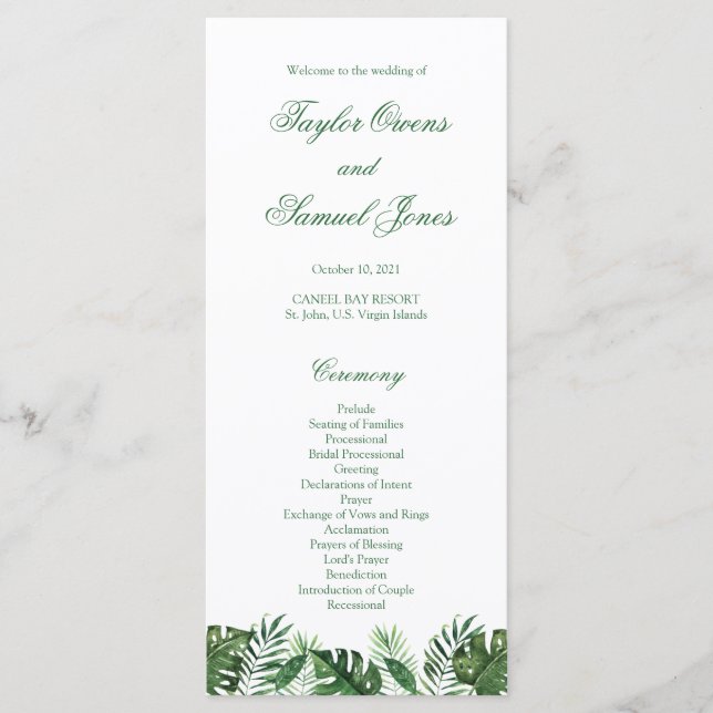 Tropical Palm Leaf Programs Programme (Front)