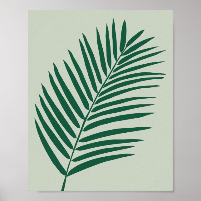 Tropical Palm Leaf Sage Green And Olive Green Poster (Front)