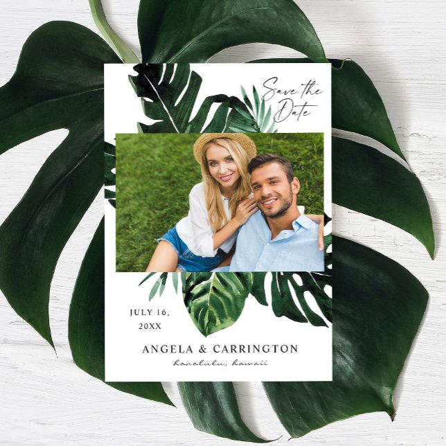 Tropical Palm Leaf Save the Date Photo (Creator Uploaded)