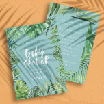 Tropical palm leaf & script baby shower invitation<br><div class="desc">Modern tropical palm leaf watercolor foliage baby shower invitations. Hand painted effect script text. Part of a on trend summer collection. Background colour can be changed.</div>