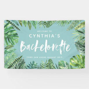 Tropical palm leaf & script bachelorette banner