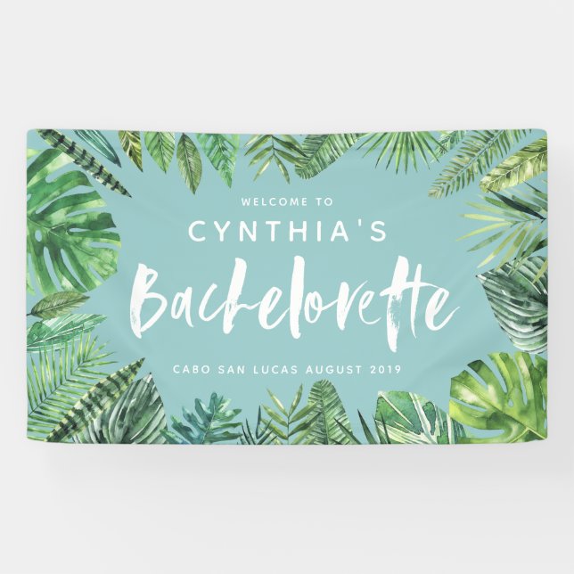 Tropical palm leaf & script bachelorette banner (Horizontal)