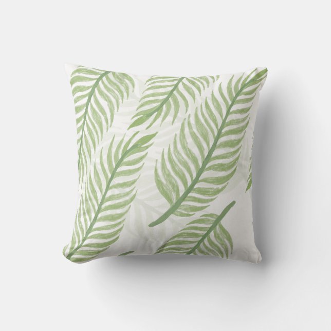 Tropical Palm Leaf Seamless Pattern Cushion (Front)