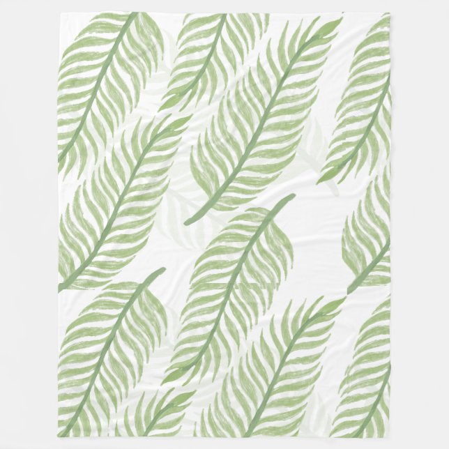 Tropical Palm Leaf Seamless Pattern Fleece Blanket (Front)