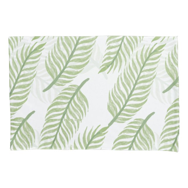 Tropical Palm Leaf Seamless Pattern Pillowcase (Front)