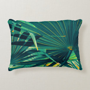 Tropical palm leaf texture background, Striped of Decorative Cushion