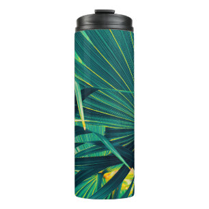 Tropical palm leaf texture background, Striped of Thermal Tumbler
