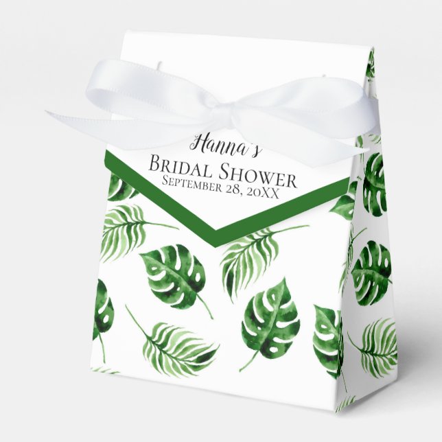 Tropical Palm Leaf Thank You Bridal Shower Favour  Favour Box (Front Side)
