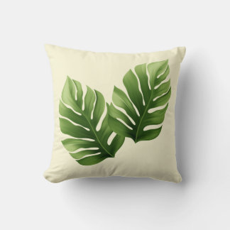 Tropical Palm Leaf Throw Pillow – Modern Green Bot