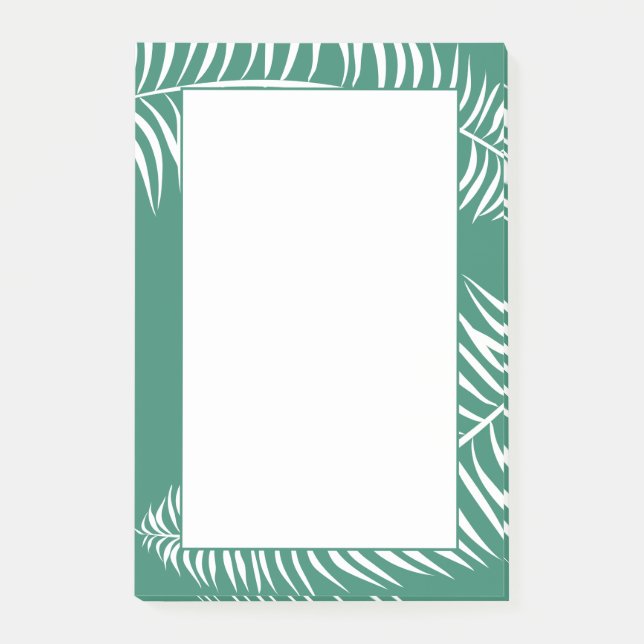 Tropical Palm Leaf Verdant Green and White Post-it Notes (Front)
