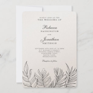 Tropical Palm Leaf Vintage Wedding Invitation