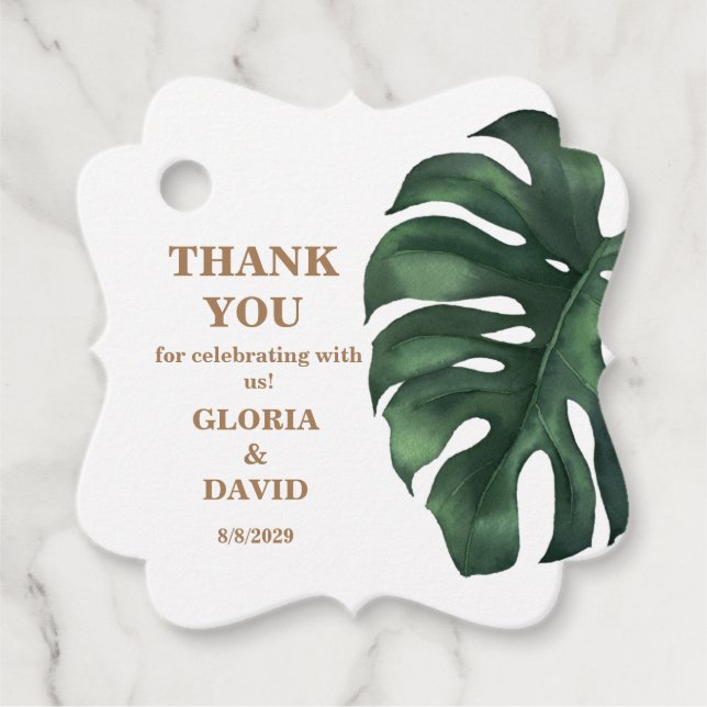 Tropical Palm Leaf  Wedding  Favour Tags (Front)