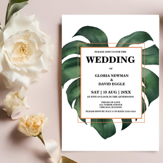 Tropical Palm Leaf  Wedding Invitation (Creator Uploaded)