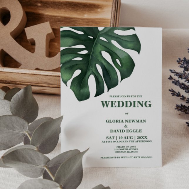 Tropical Palm Leaf  Wedding Invitation (Creator Uploaded)