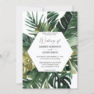 Tropical Palm Leaf Wedding Invitation