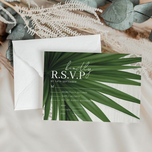 Tropical Palm Leaf Wedding RSVP Enclosure Card (Creator Uploaded)