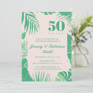 tropical palm leaves 50th Wedding Anniversary Invitation