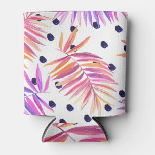 Tropical Palm Leaves Acrylic Pattern Can Cooler