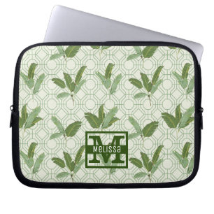 Tropical Palm Leaves Add Your Name Laptop Sleeve