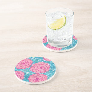 Tropical Palm Leaves and Flowers Coaster