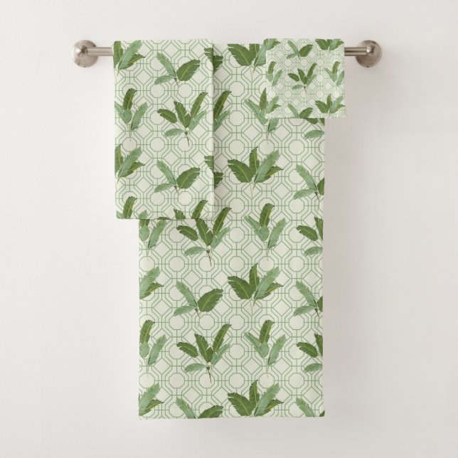 Tropical Palm Leaves Bath Towel Set (Insitu)