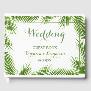 Tropical Palm Leaves Beach Wedding Guest Book
