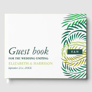 Tropical Palm Leaves, Beach Wedding Guest Book