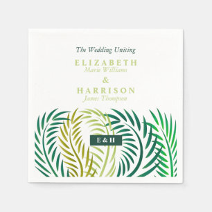 Tropical Palm Leaves, Beach Wedding Napkin