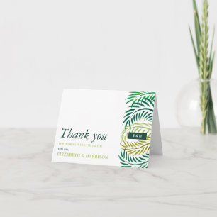 Tropical Palm Leaves, Beach Wedding Thank You Card