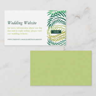 Tropical Palm Leaves, Beach Wedding Website Enclosure Card